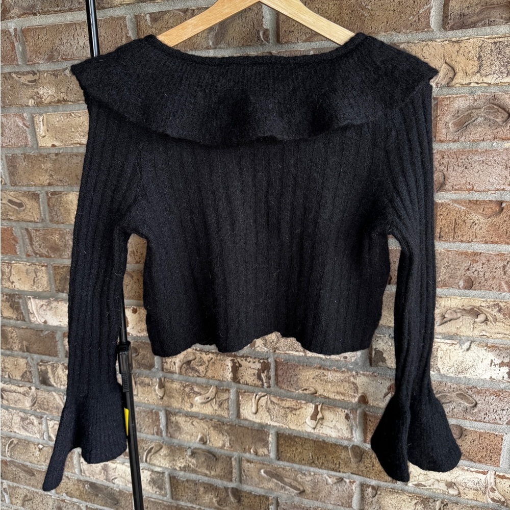 Old Navy Wool-Blend Ruffle Tie-Front Cropped Cardigan Size M - Picture 8 of 13